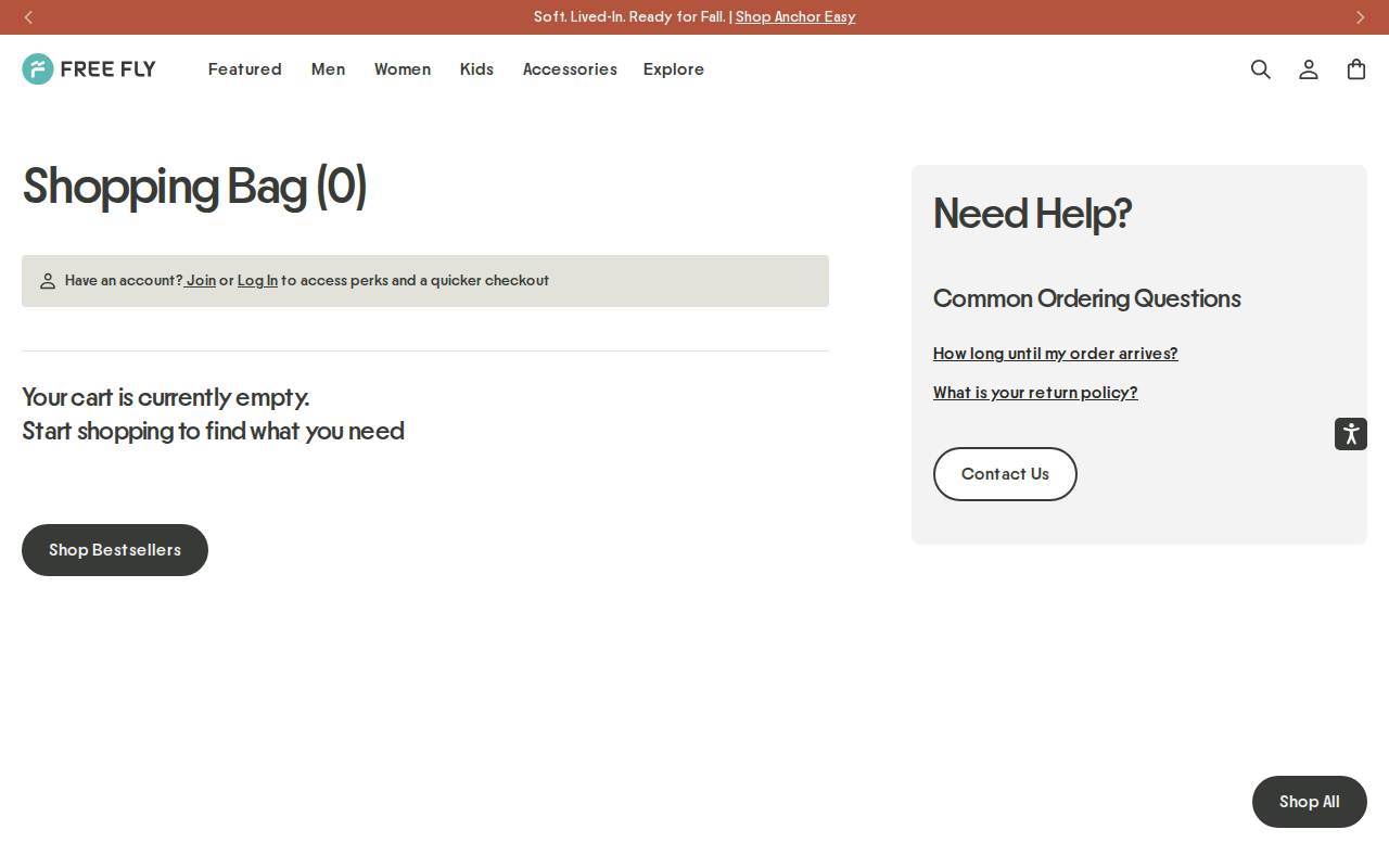 Empty cart page