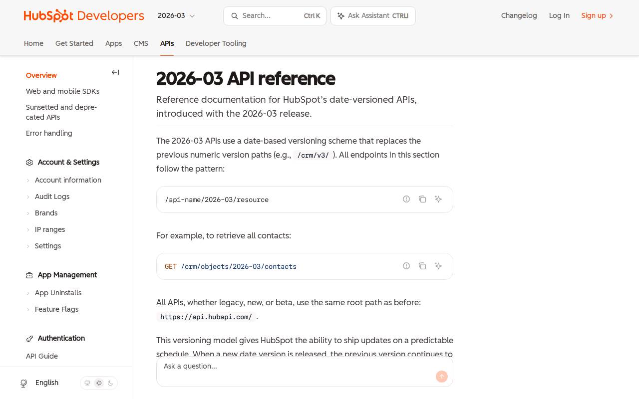 Developer API docs