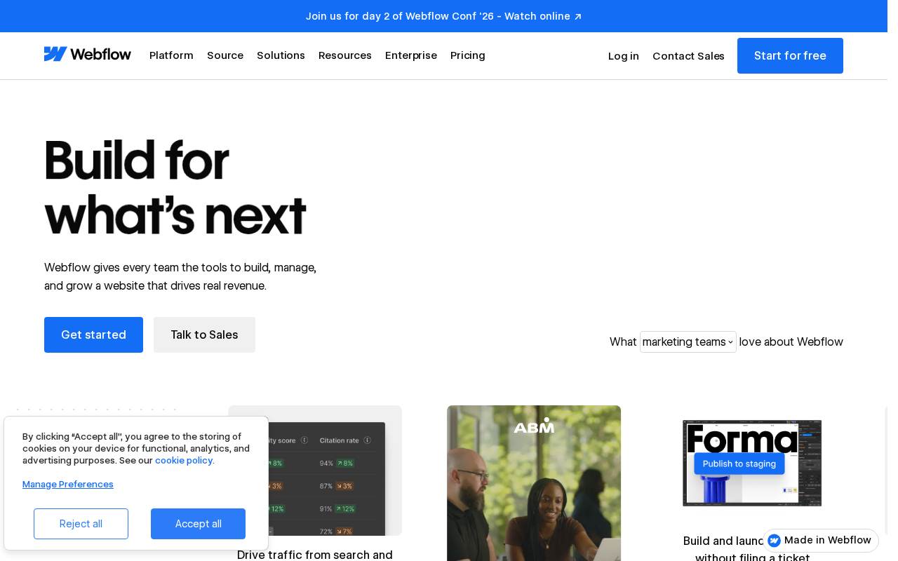 Webflow landing page