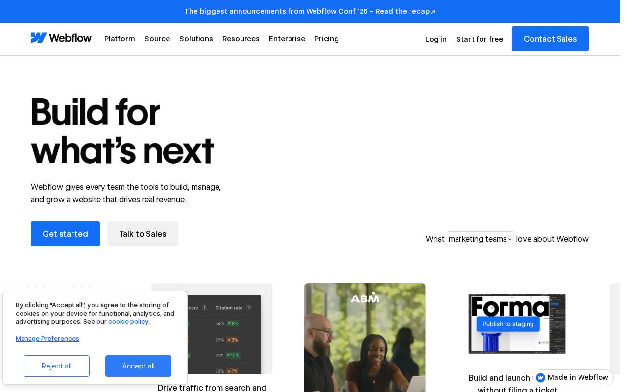 Webflow landing page